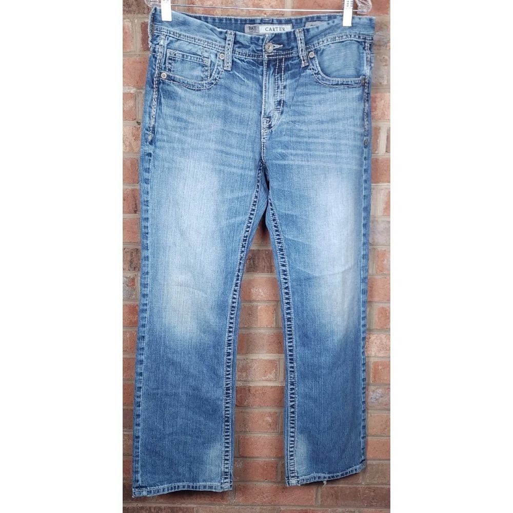 BKE Denim Carter Light Wash Jeans Mens Size 33R 33X30 Distressed Pants
